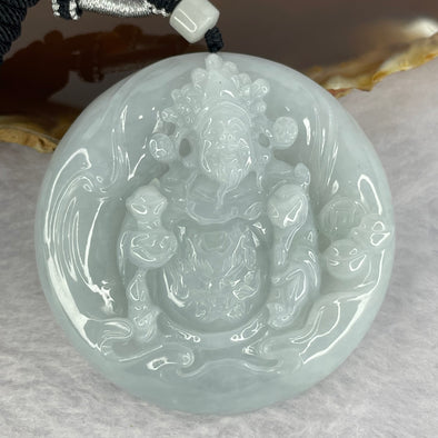 Type A Green Lavender Jadeite God of Fortune Cai She Ye 财神爷 70.52g 55.9 by 56.2 by 12.8mm - Huangs Jadeite and Jewelry Pte Ltd