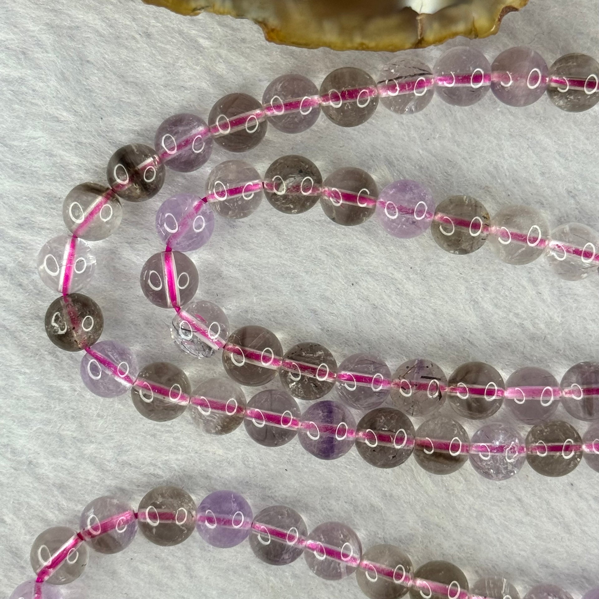 Average Grade Natural Super 7 Crystal Beads Necklace 天然超级七水晶珠项链 33.76g 54cm 6.9mm 85 Beads - Huangs Jadeite and Jewelry Pte Ltd