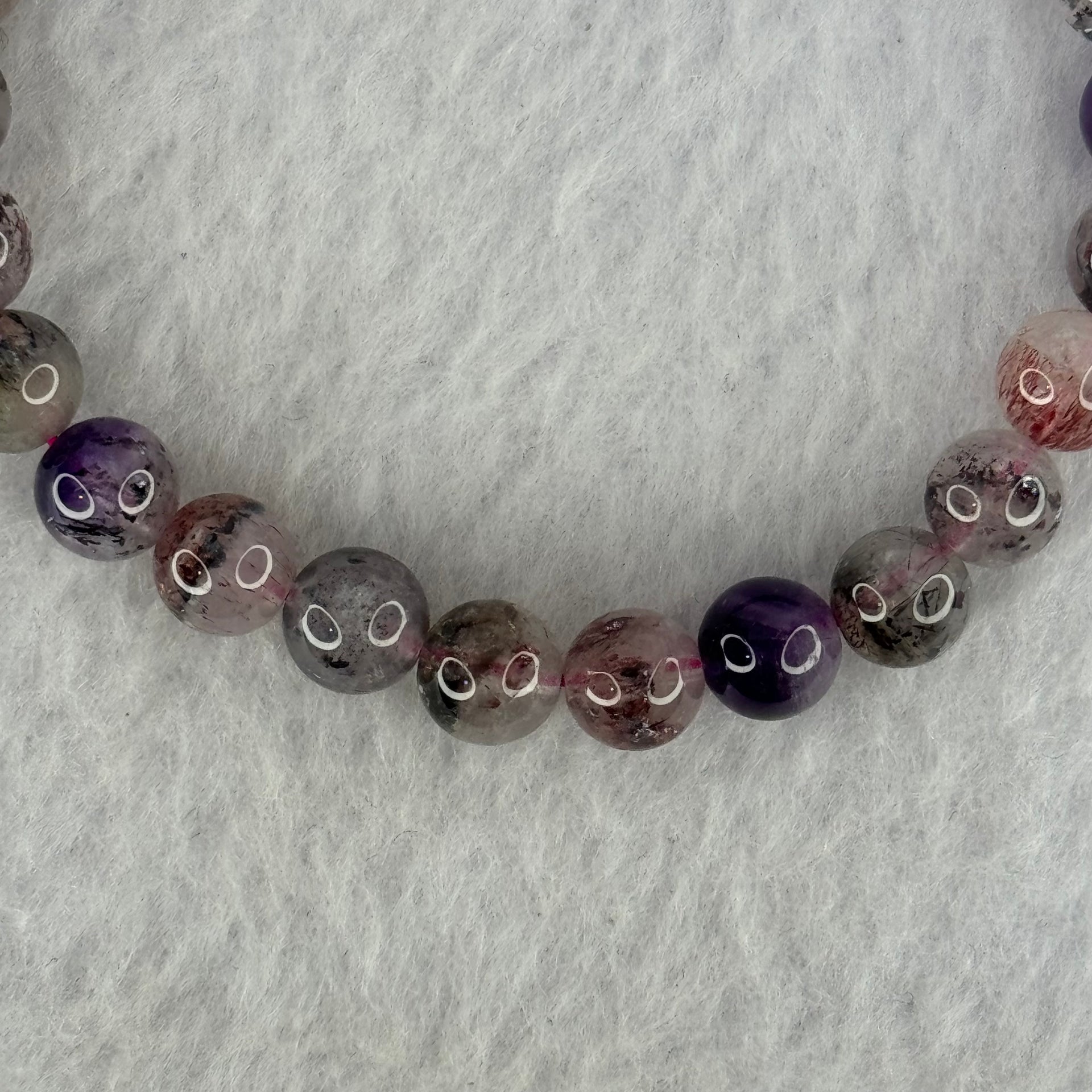 Natural Super 7 Beads Bracelet 12.81g 15cm 7.3mm 25 Beads - Huangs Jadeite and Jewelry Pte Ltd