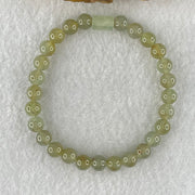Type A Brownish Semi Icy Light Blueish Green and Yellow Jadeite Beads with White Lulu Tong Bracelet 13.12g 15.5cm 6.5cm 27 Beads 8.5 by 5.8 1pcs - Huangs Jadeite and Jewelry Pte Ltd