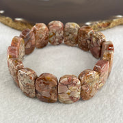 Certified Natural Alashan Agate Pink Shou Pai Bracelet 53.325g 17.5cm 20.3mm 16pcs - Huangs Jadeite and Jewelry Pte Ltd