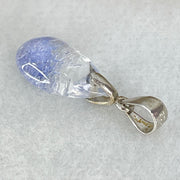 Rare Very Good Grade Natural Blue Dumortierite Rutilated Quartz Teardrop Pendant with S925 Sliver Clasps 1.22g 14.8 by 9.2 by 6.1mm - Huangs Jadeite and Jewelry Pte Ltd