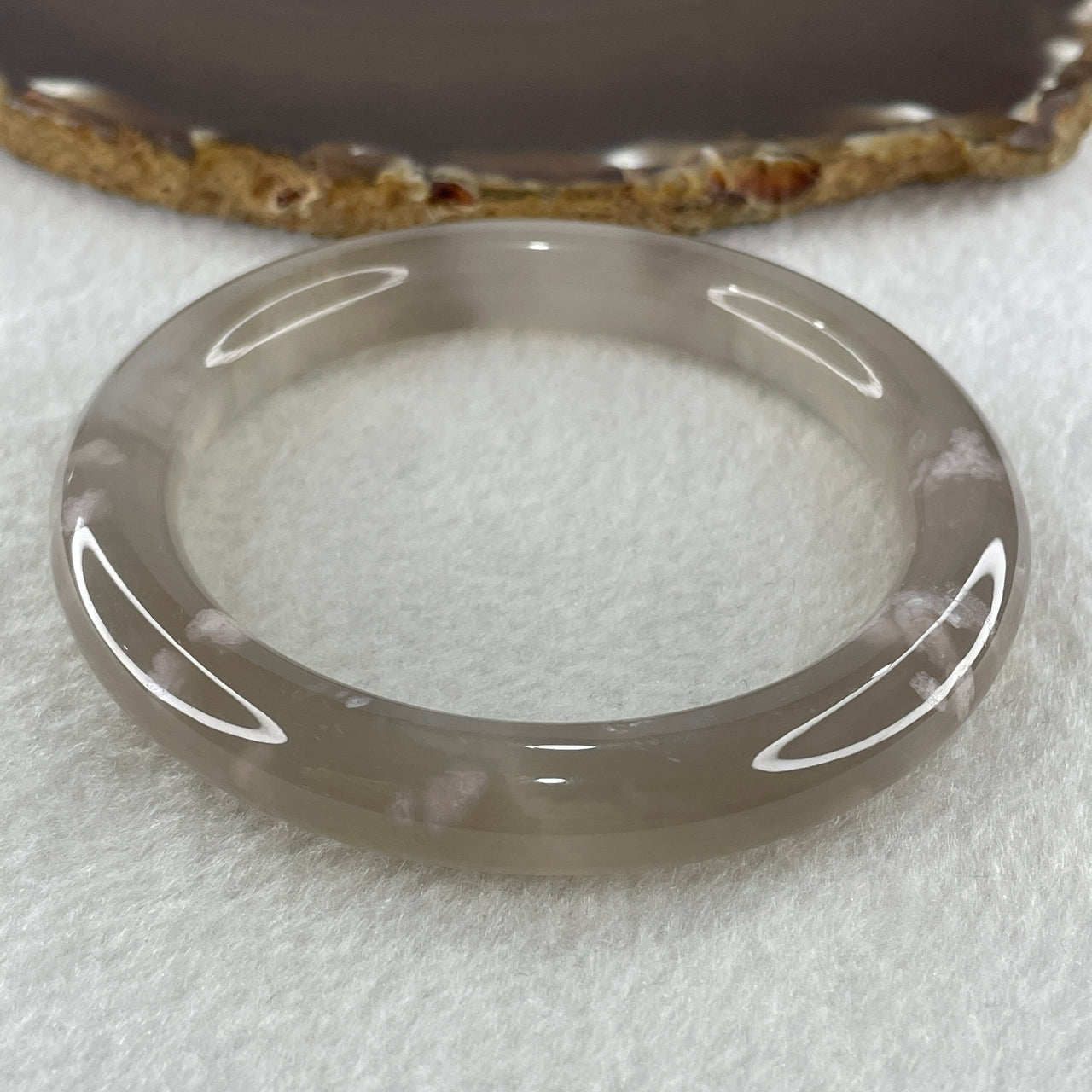Natural Greyish Purple Agate Bangle 47.52g Internal Diameter 59.2mm 10.4 by 10.6mm (Perfect) - Huangs Jadeite and Jewelry Pte Ltd