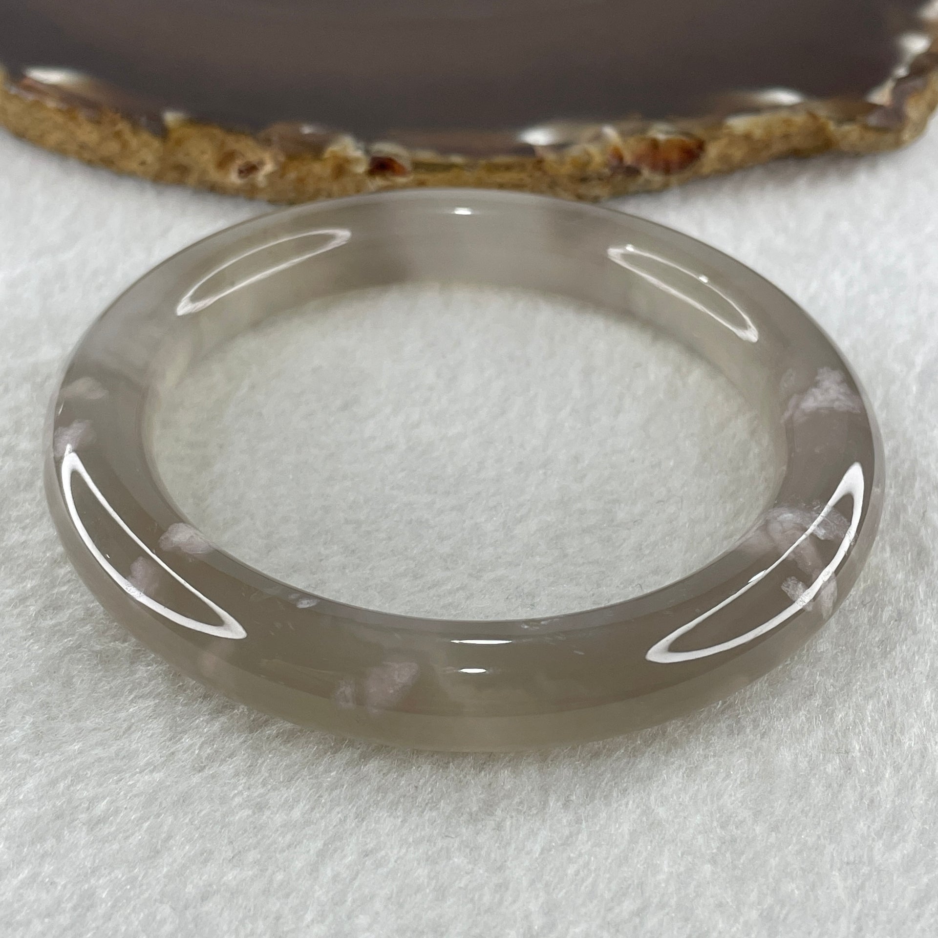 Natural Greyish Purple Agate Bangle 47.52g Internal Diameter 59.2mm 10.4 by 10.6mm (Perfect) - Huangs Jadeite and Jewelry Pte Ltd
