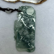 Grandmaster Certified Type A ICY Light Green Lavender and Blueish Green Piao Hua Jadeite Dragon Shan Shui Pendent 55.70g 75.6 by 34.8 by 10.8mm - Huangs Jadeite and Jewelry Pte Ltd