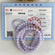 Good Grade Type A Full Lavender Jadeite Beads Necklace 44.65g 64cm 6.1mm 108 Beads - Huangs Jadeite and Jewelry Pte Ltd
