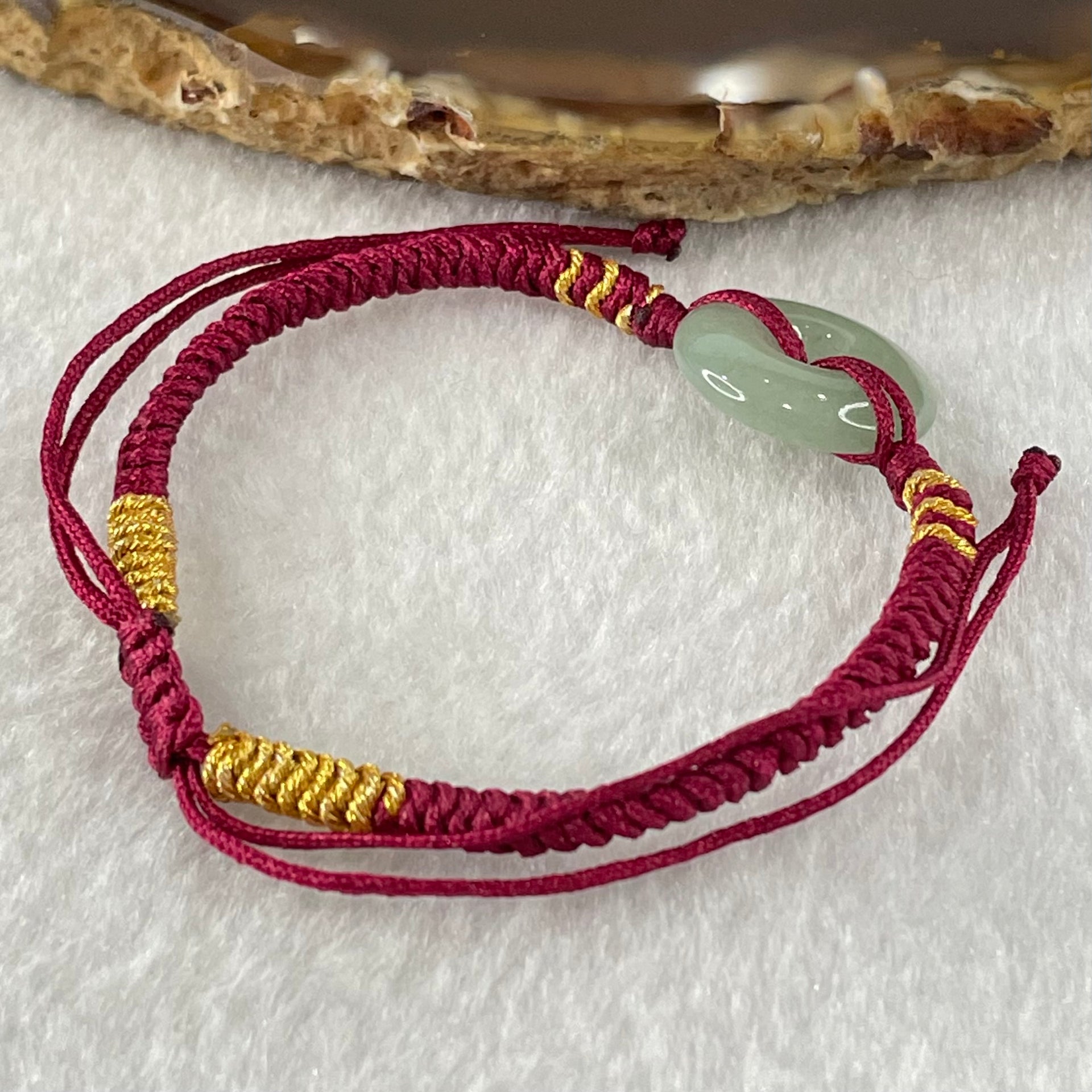 Type A Blueish Green Jadeite Ping An Kou Donut In String Bracelet 2.38g 16.4 by 4.6mm - Huangs Jadeite and Jewelry Pte Ltd