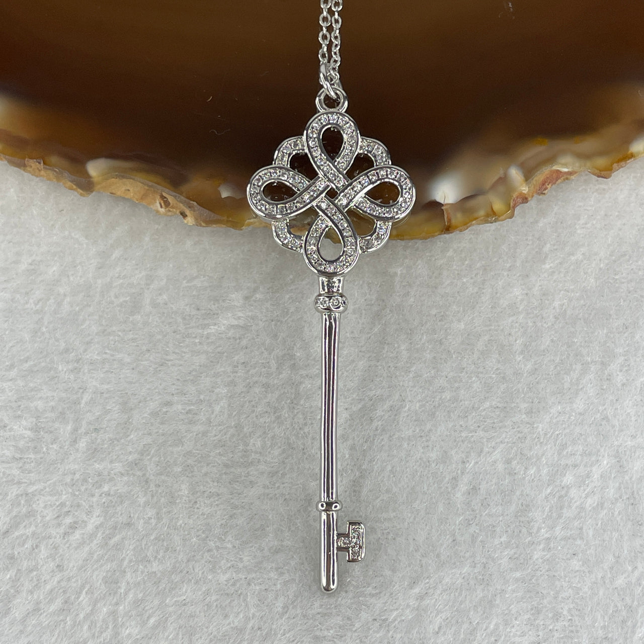 Large Moissanite Key Pendant Necklace in S925 Silver - 60mm D Color Round Brilliant Cut - 5.53g Substantial "Key to My Heart" Statement Jewelry 60.2x20.0x3.1mm