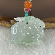 Type A Semi Icy Light Green with Green Spots Deer Pendant 21.16g 22.9 by 26.7 by 14.0mm - Huangs Jadeite and Jewelry Pte Ltd