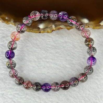 Good Grade Natural Super 7 Crystal Beads Bracelet 天然超级七水晶珠手链 12.91g 15cm 7.3mm 26 Beads - Huangs Jadeite and Jewelry Pte Ltd