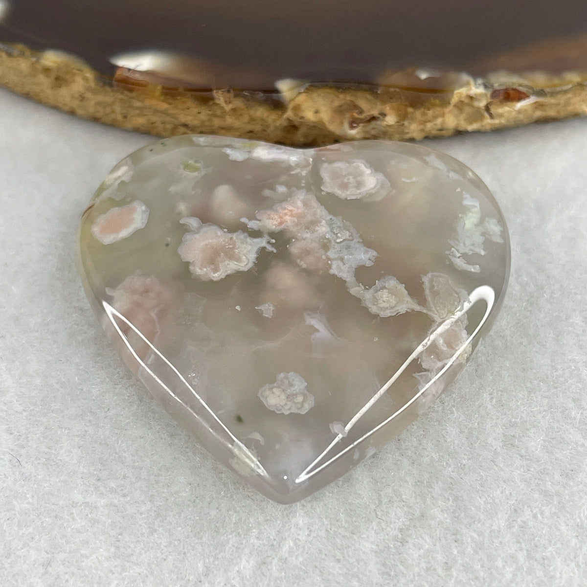 Natural Pink & Soft Blue Flower Agate Statement Heart Pendant | Rare Dual-Tone Cherry Blossom Quartz Love & Serenity Talisman (30.94g | 47.8 x 47.1 x 9.8mm)