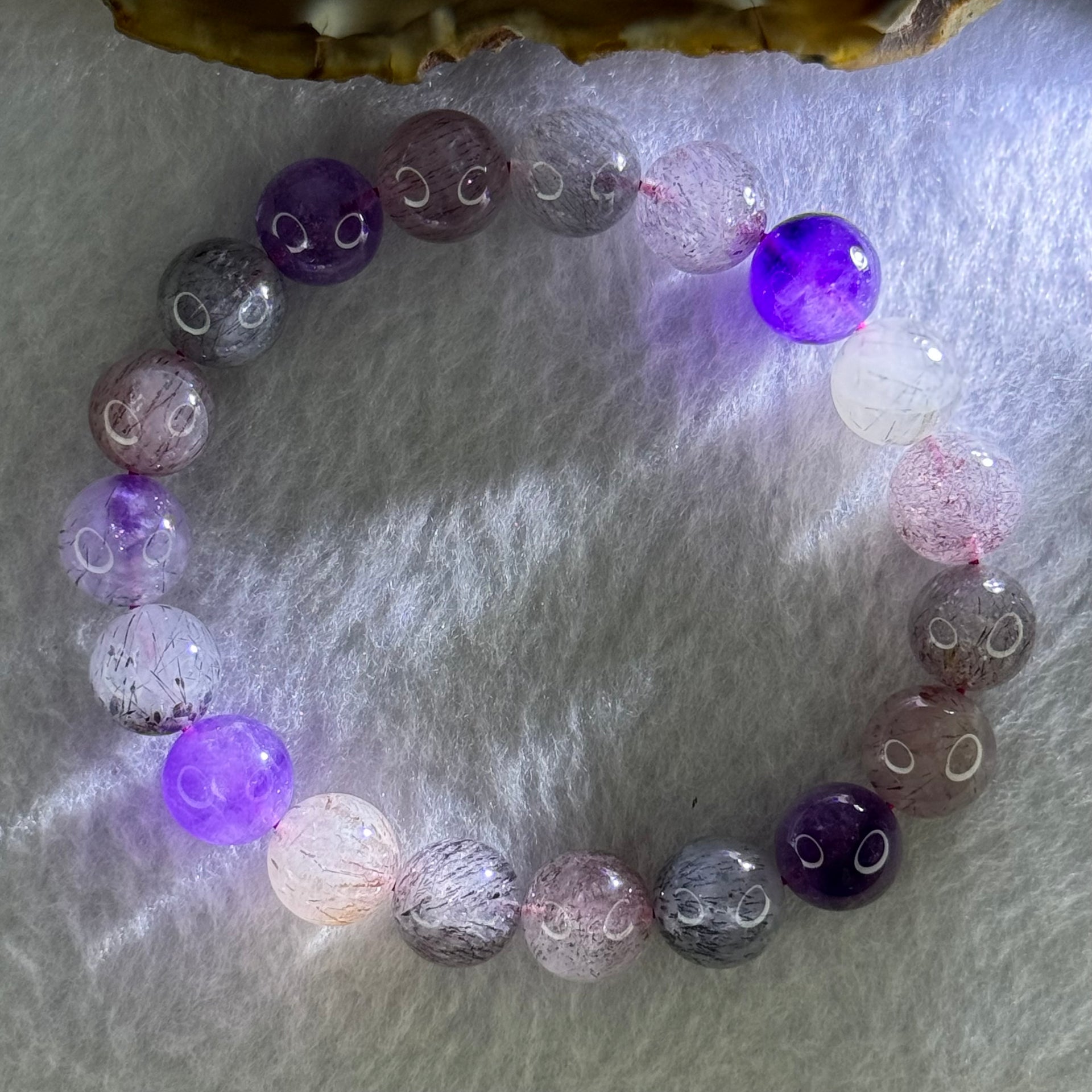 Natural Super 7 Beads Bracelet 32.42g 17.5cm 10.8mm 19 Beads - Huangs Jadeite and Jewelry Pte Ltd