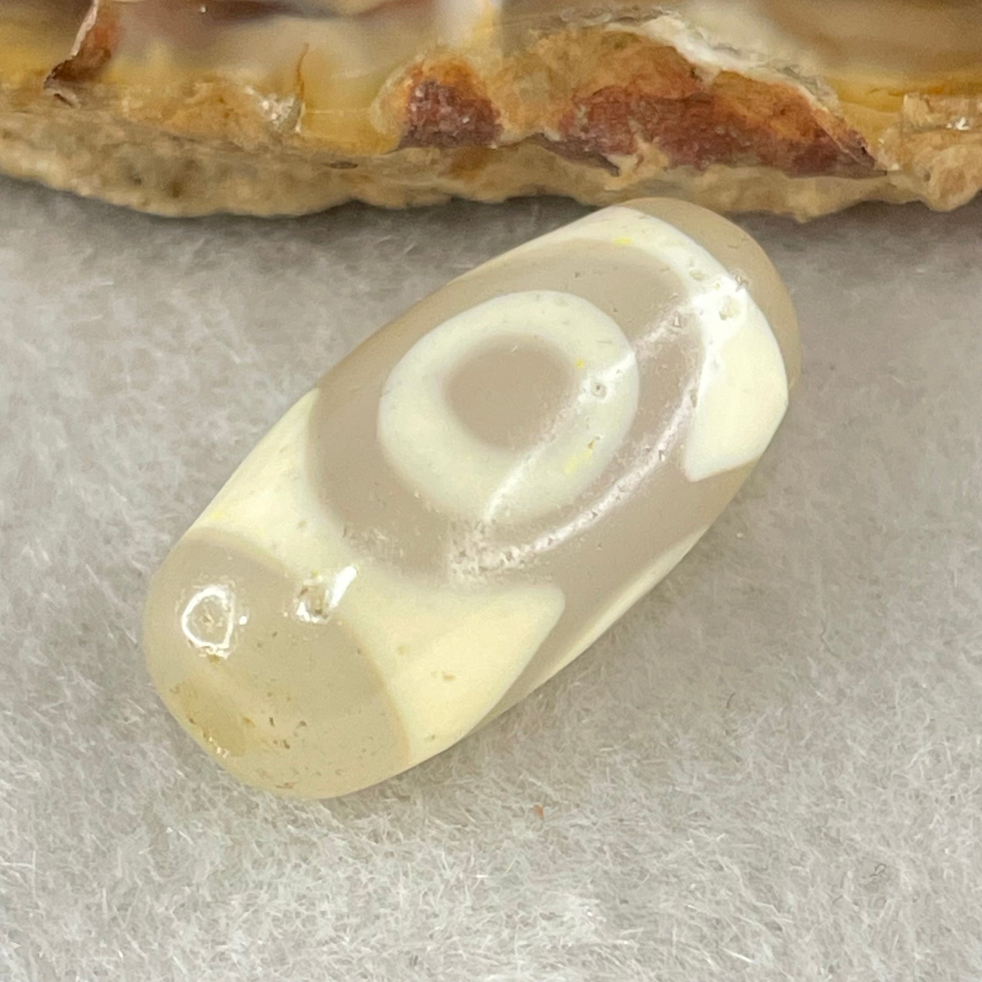 Natural Powerful Tibetan Old Oily Agate 3 Eyes Dzi Bead Heavenly Master (Tian Zhu) 三眼天诛 2.83g 19.9 by 10.0mm - Huangs Jadeite and Jewelry Pte Ltd