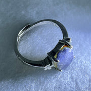 Rare Above Average Natural Blue Dumortierite Rutilated Quartz in S925 Sliver Ring (Adjustable Size) 3.28g 10.9 by 7.4 by 3.5mm - Huangs Jadeite and Jewelry Pte Ltd