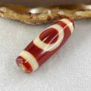 Natural Powerful Tibetan Old Oily Red White Agate One Eye Fire Sign Dzi Bead Heavenly Master (Tian Zhu) 一眼火天珠 10.31g 37.7 by 13.3mm - Huangs Jadeite and Jewelry Pte Ltd