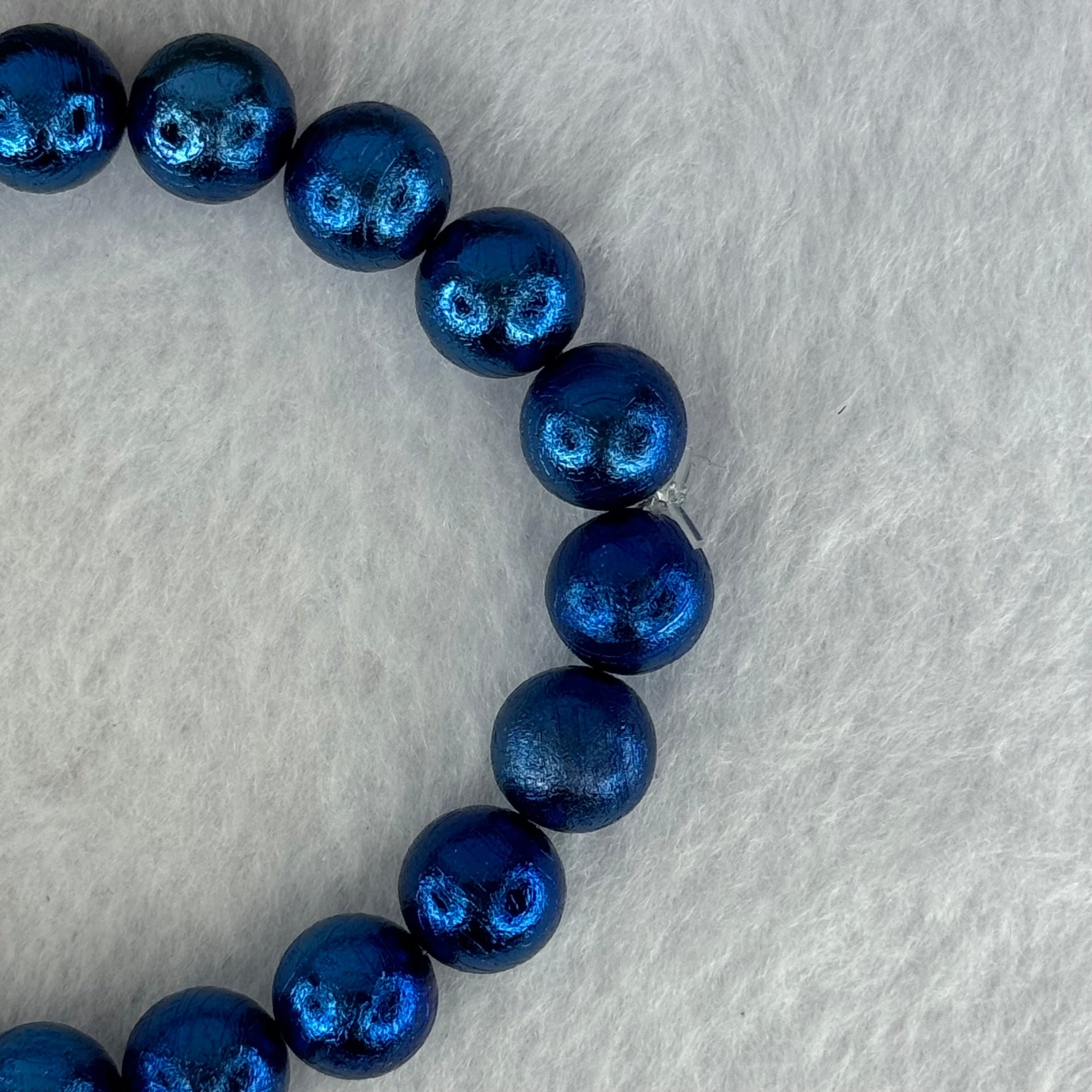 Natural Meteorite Bule Color Beads Bracelet 88.65g 17.5cm 10.3mm 20 Beads - Huangs Jadeite and Jewelry Pte Ltd