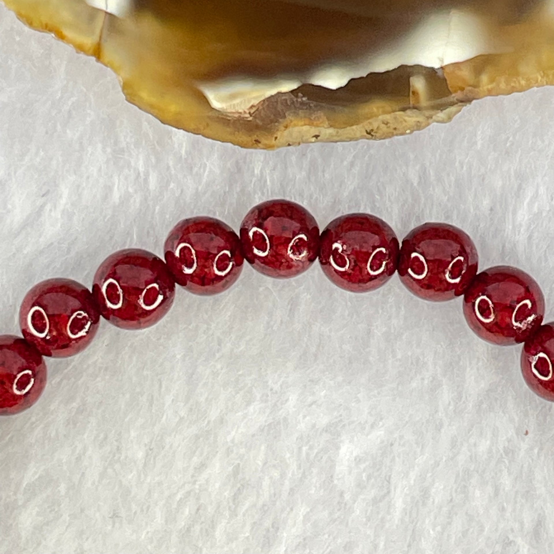 Natural Blood Red Cinnabar with Crystal Beads Bracelet with Wealth Beads 11.74g 15.5cm 8.5mm 5 Beads, 6.2mm 23 Beads - Huangs Jadeite and Jewelry Pte Ltd