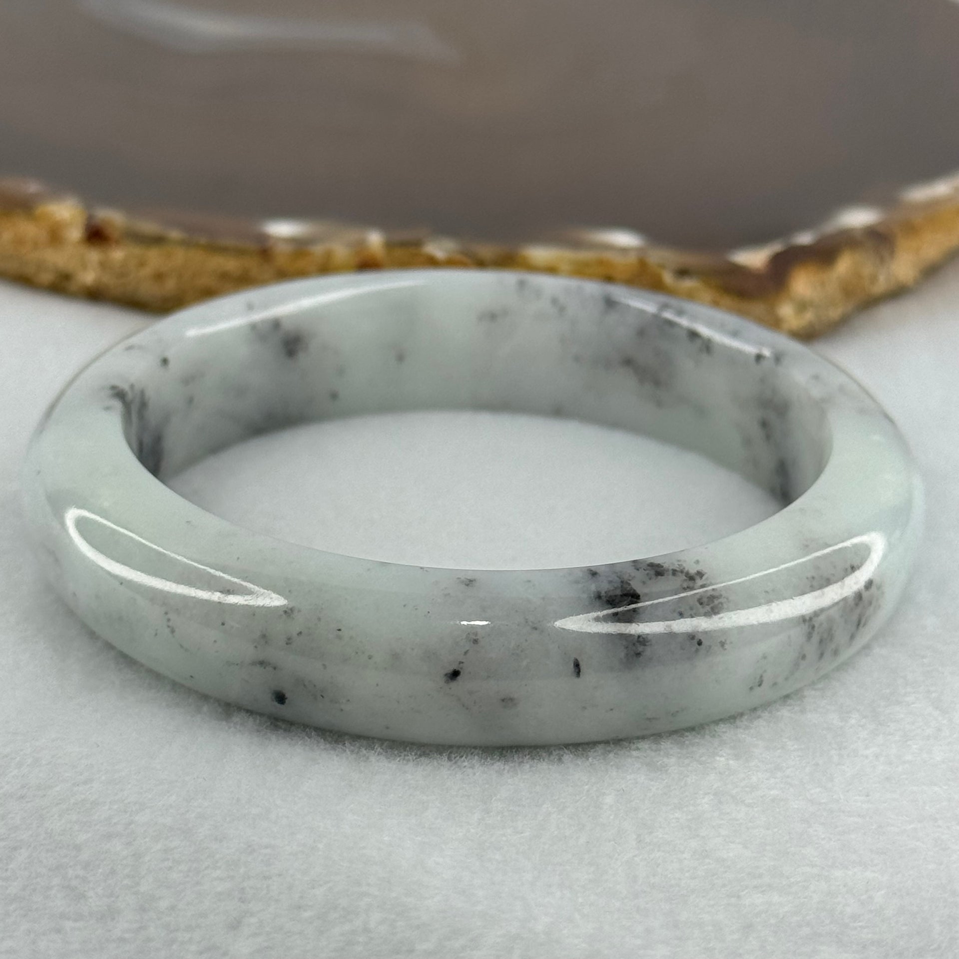 Type A Faint Green Lavender with Back Patches Jadeite Bangle Internal Diameter 56.7mm 67.39g  13.4 by 10.0mm (Very Slight Internal Lines) - Huangs Jadeite and Jewelry Pte Ltd