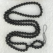 Natural Dark Matt Black Amber Beads Necklace 天然大黑天翁琥珀项链 11.40g 58cm 5.7mm 108 Beads - Huangs Jadeite and Jewelry Pte Ltd