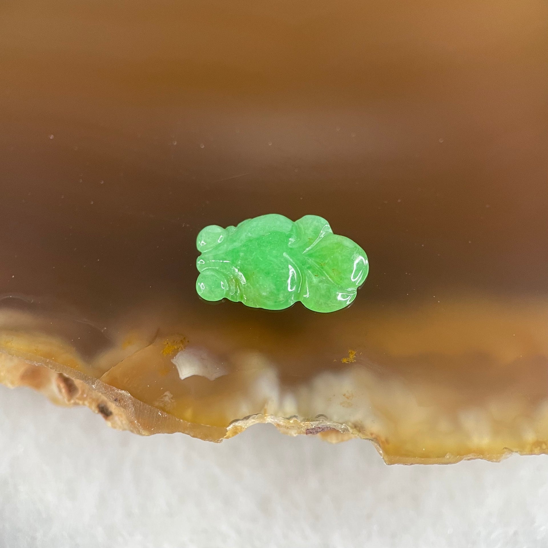 Type A Old Mine Full Green Jadeite Goldfish Charm Stone For Setting 0.25g 10.8 by 6.1 by 1.9mm - Huangs Jadeite and Jewelry Pte Ltd