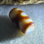 Natural Powerful Tibetan Old Oily Dark Brown With White Agate 3 Eyes Dzi Bead Heavenly Master (Tian Zhu) 三眼天诛 3.92g 19.6 by 10.8mm - Huangs Jadeite and Jewelry Pte Ltd