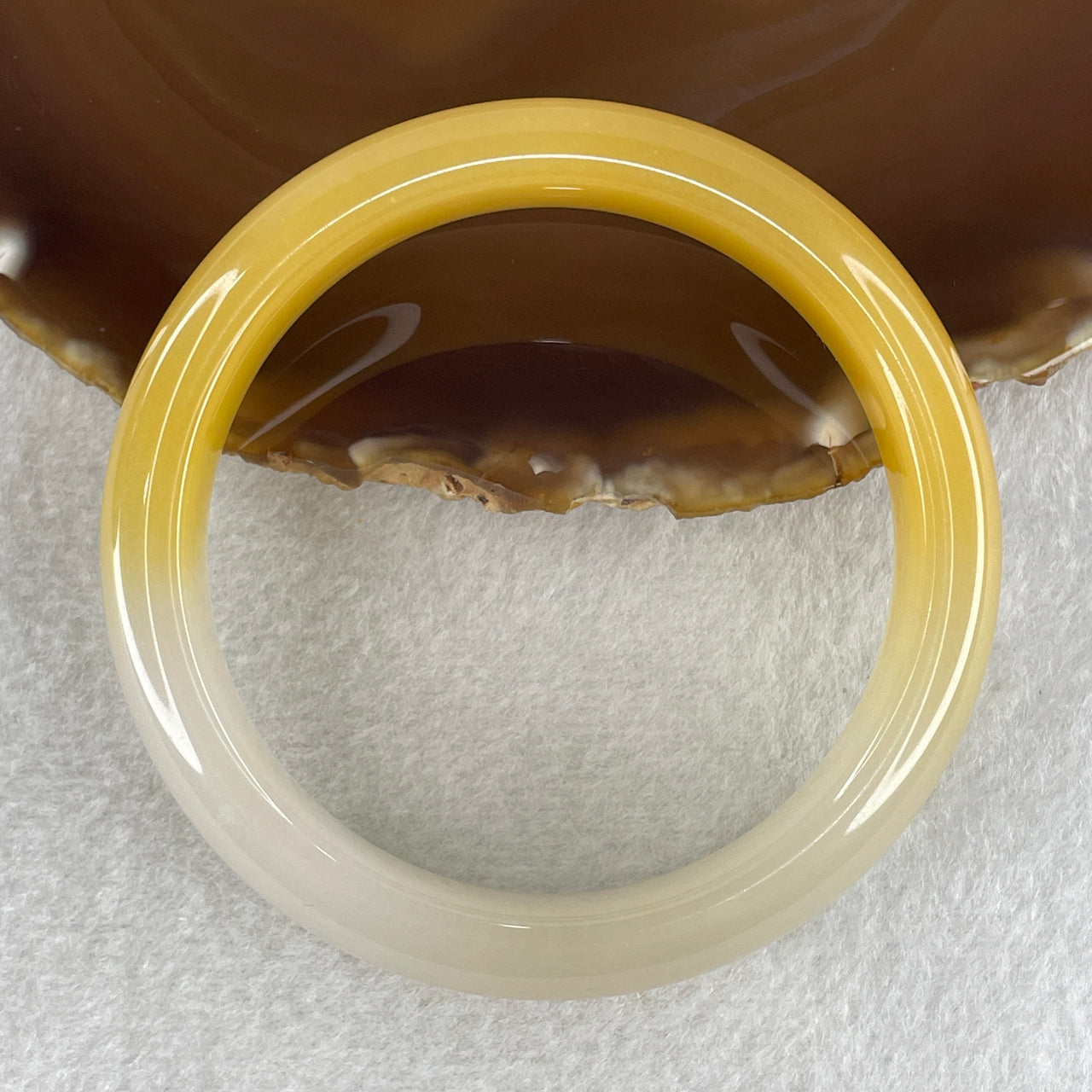 Natural Yellow with Faint Lavender Agate Bangle 57.19g Internal Diameter 60.6mm 14.2 by 9.0mm (Perfect)