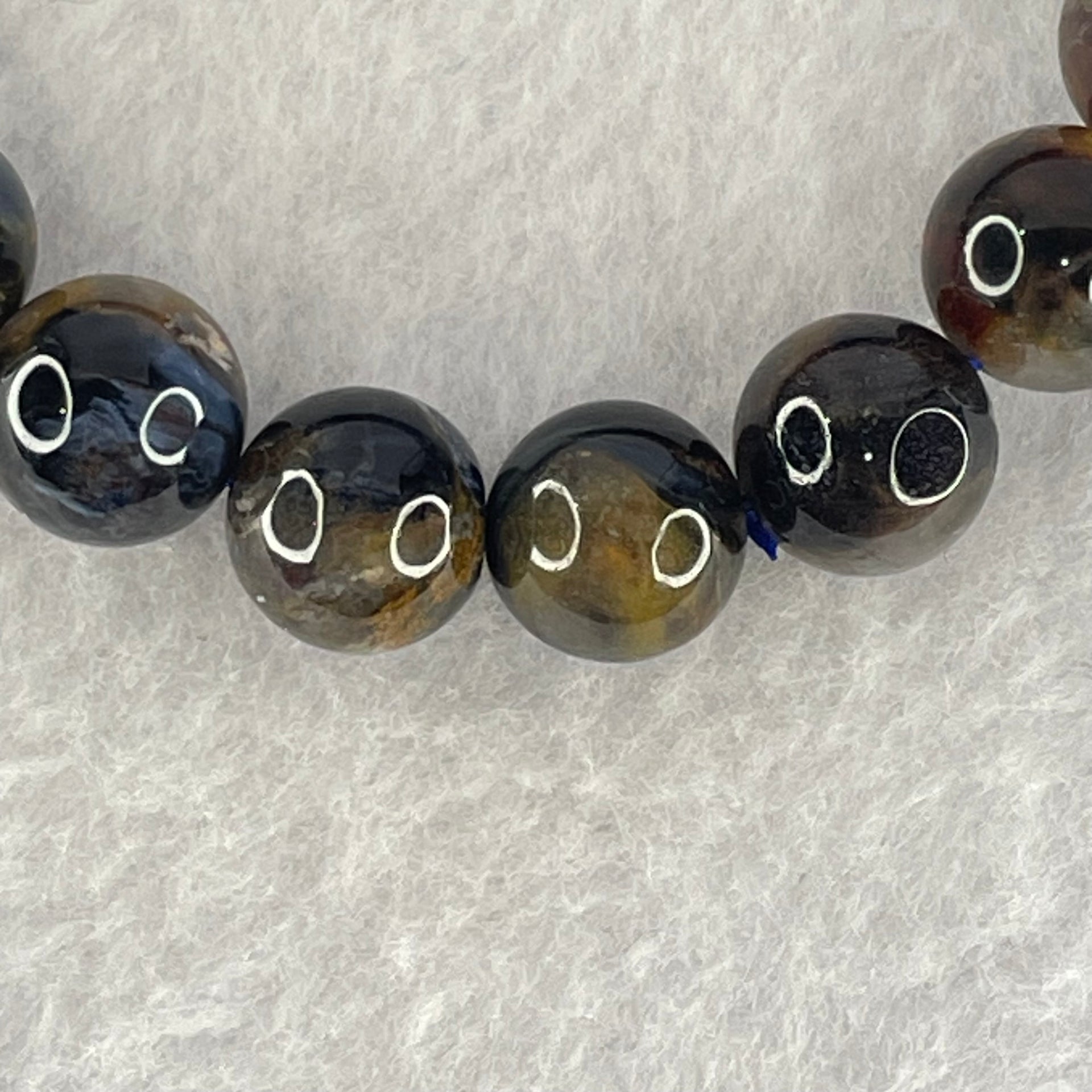 Good Grade Natural Petersite Beads Bracelet 31.46g 17cm 10.9mm 19 Beads - Huangs Jadeite and Jewelry Pte Ltd