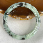 Type A Light Blueish Green with Dark Blueish Green Piao Hua Jadeite Bangle 54.41g Inner Diameter 56.9mm 11.1 by 8.9mm (Very Slight Internal Lines) - Huangs Jadeite and Jewelry Pte Ltd