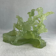 Natural Green Serpentine Double Horses with Twin Birds on Tree and Pond Display 1,254.1g L243.0 by B135.0 by H146.0mm - Huangs Jadeite and Jewelry Pte Ltd
