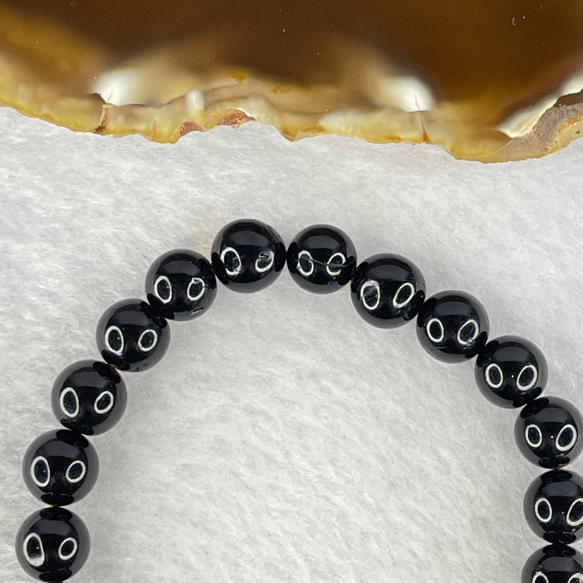 Natural Black Gold King Amber Beads Bracelet 天然黑金翁王琥珀手链 7.54g 16cm 8.5mm 23 Beads - Huangs Jadeite and Jewelry Pte Ltd