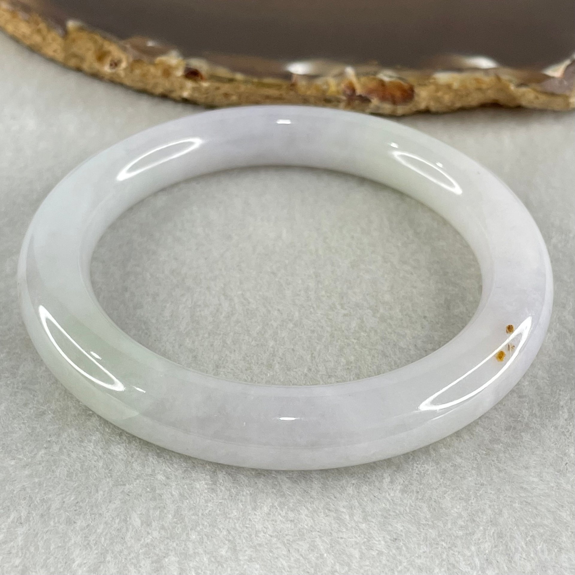 Type A Light Lavender and Light Green with Red Spots Jadeite Bangle 59.34g Inner Diameter 57.4mm 10.4 by 10.5mm (Internal Lines) - Huangs Jadeite and Jewelry Pte Ltd