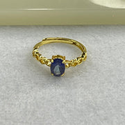 Blue Cubic Zirconia in Sliver Gold Color Ring (Adjustable Size) 1.44g 6.9 by 4.9 by 2.0mm - Huangs Jadeite and Jewelry Pte Ltd