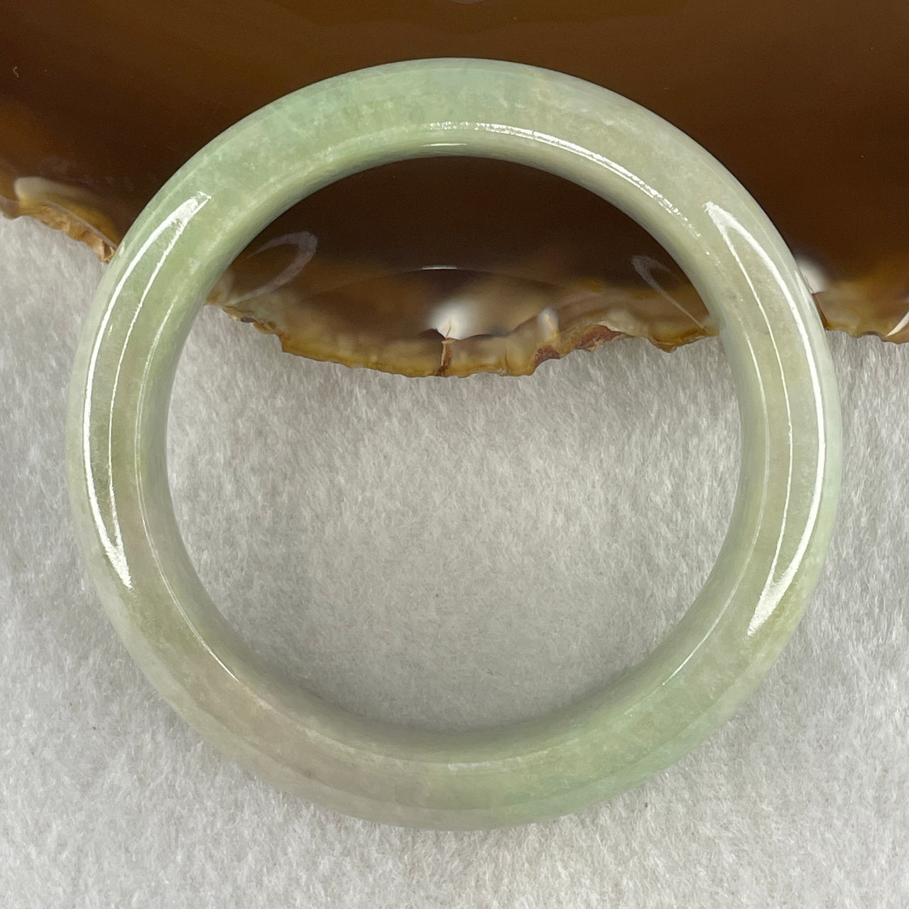 Natural Type A Light Green Jadeite Bangle 60.68g Inner Diameter 52.8mm 14.1 by 9.3mm (Very Very Slight Internal Lines) - Huangs Jadeite and Jewelry Pte Ltd