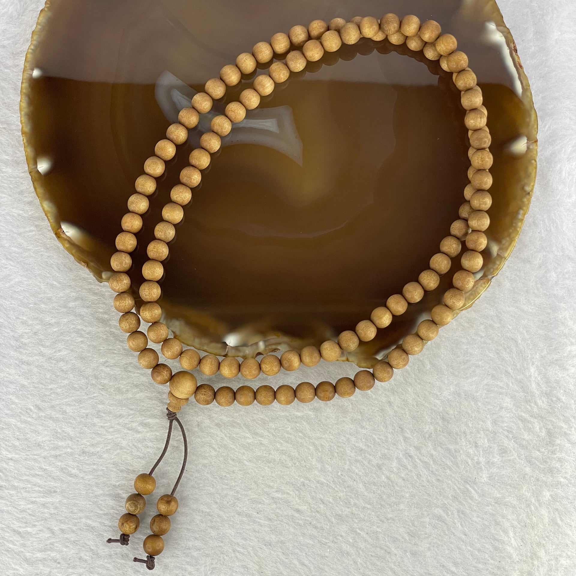 Natural Wild Old India Sandalwood Necklace 印度老山檀 12.57g 6.3mm 108+6 beads - Huangs Jadeite and Jewelry Pte Ltd