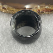 Type A Semi Icy Wuji Black Grey Jadeite Ma An Ring 10.18g 19.7 by 5.2mm US6 HK13 - Huangs Jadeite and Jewelry Pte Ltd