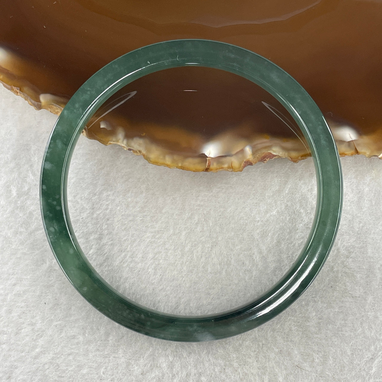 Natural Type A Semi-Icy Dark Blueish-Green Jadeite Bangle | 58.7mm Ultra-Delicate Thin Round Silhouette | "Perfect" Grade Premium Translucent "Lan Shui" Wrist Heirloom (21.77g 5.7x6.2mm)