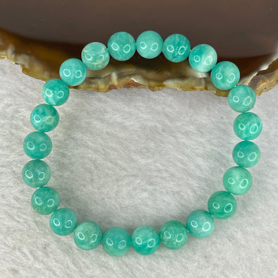 Natural Blueish Green Amzaonite Bracelet 13.86g 15cm 7.9mm 23 Beads - Huangs Jadeite and Jewelry Pte Ltd