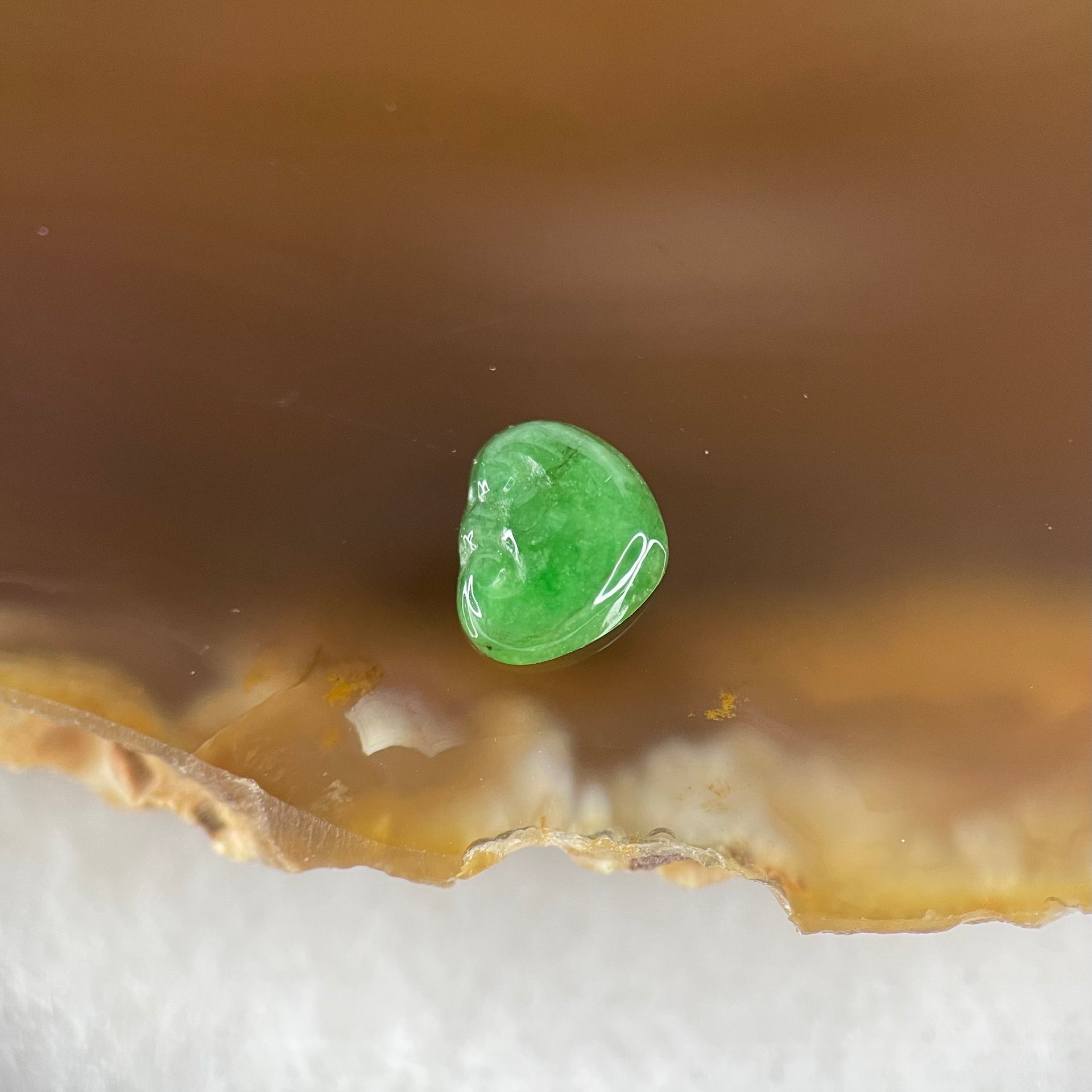 Type A Old Mine Full Green Jadeite Ruyi Charm Stone For Setting 0.16g 7.5 by 6.5 by 1.9mm - Huangs Jadeite and Jewelry Pte Ltd