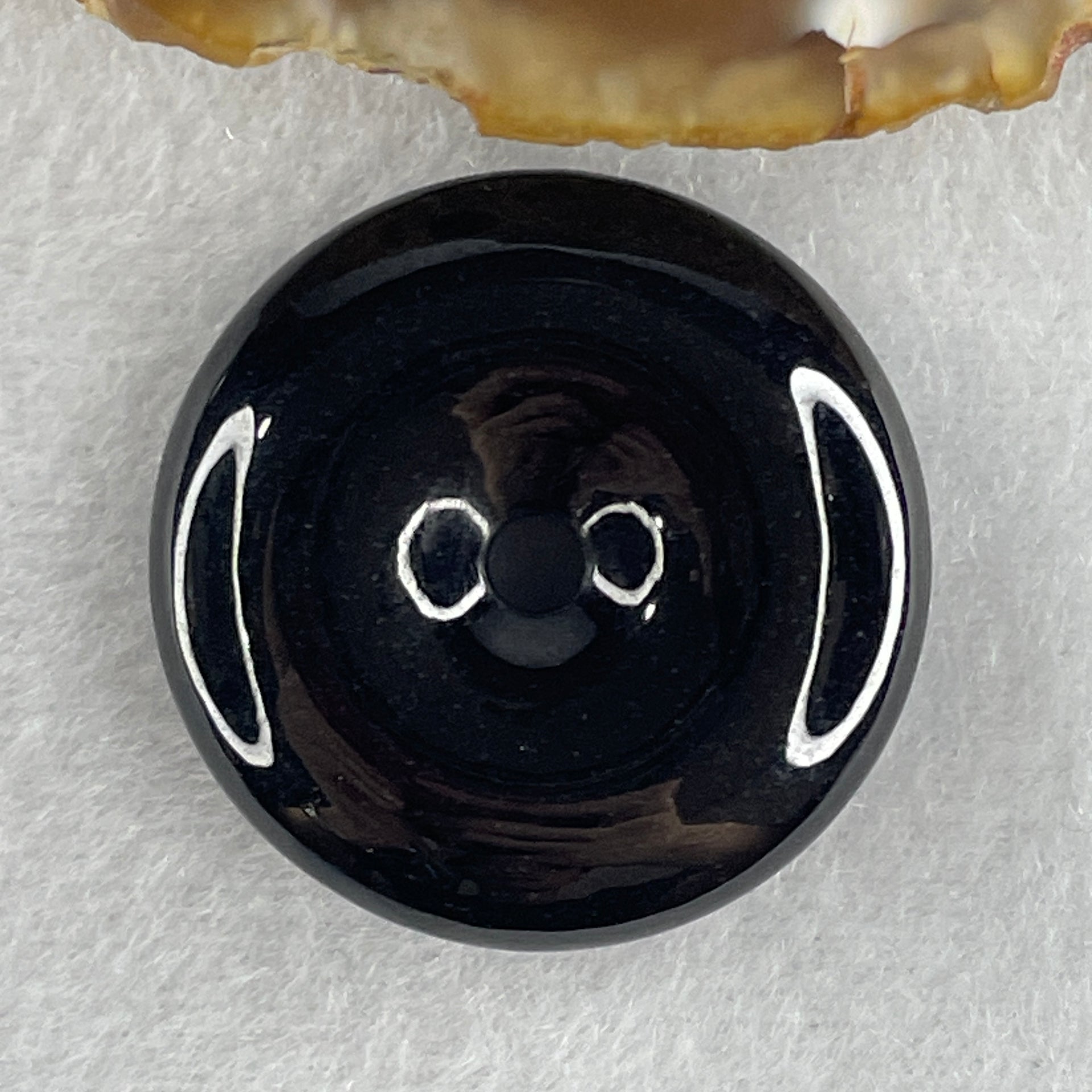 Type A Opaque Black Omphacite Jadeite Ping An Kou Donut Pendant 20.70g 33.0 by 8.9mm - Huangs Jadeite and Jewelry Pte Ltd