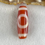 Natural Powerful Tibetan Old Oily Red White Agate One Eye Gold Metal Element Dzi Bead Heavenly Master (Tian Zhu) 一眼金天珠 11.08g 10.25g 37.9 by 13.2mm - Huangs Jadeite and Jewelry Pte Ltd