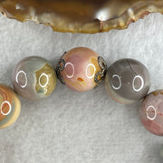 Natural Alashan Agate Greyish Pink Beads Bracelet 59.72g 16cm 15.0mm 14Beads - Huangs Jadeite and Jewelry Pte Ltd