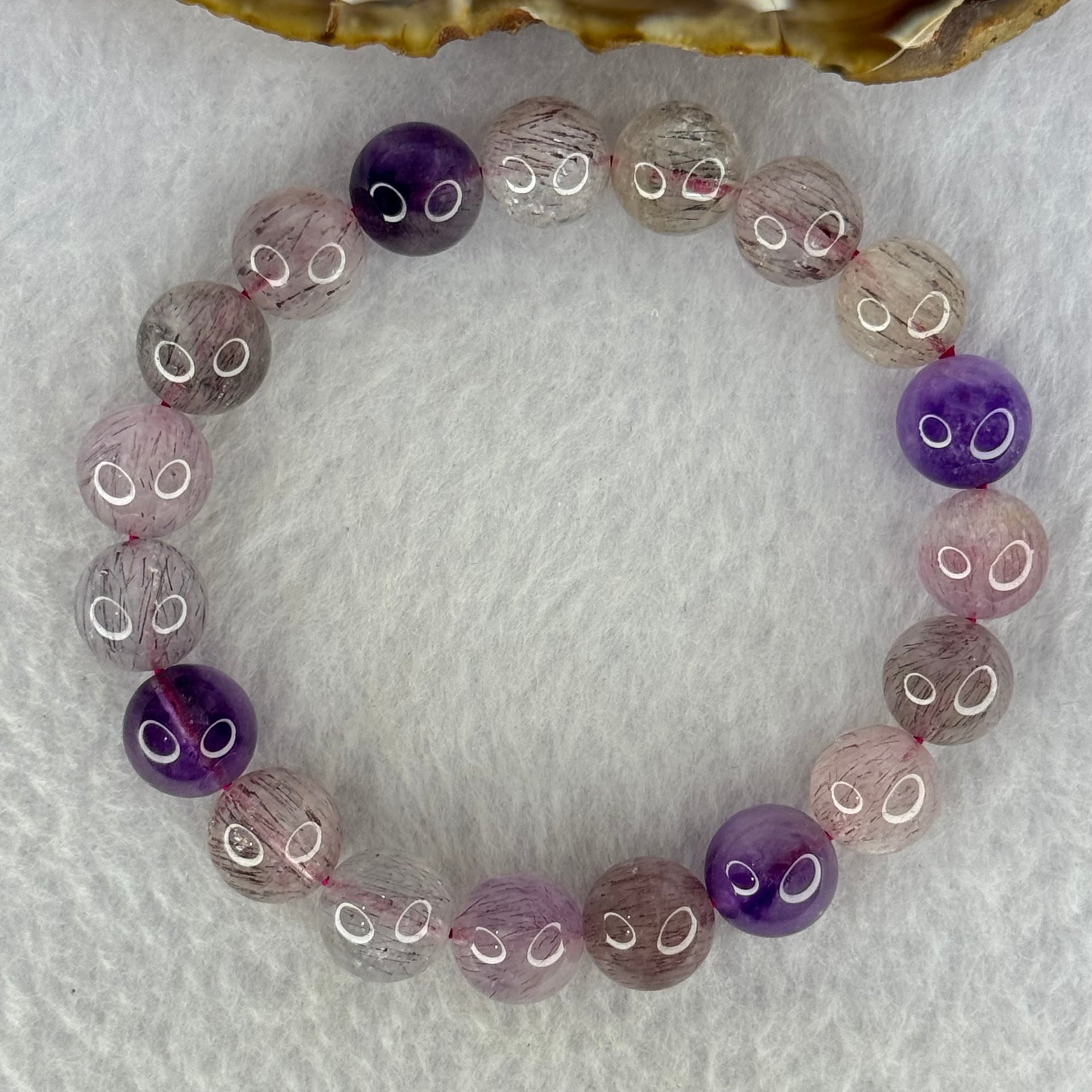Natural Super 7 Beads Bracelet 32.34g 17.5cm 10.8mm 19 Beads - Huangs Jadeite and Jewelry Pte Ltd