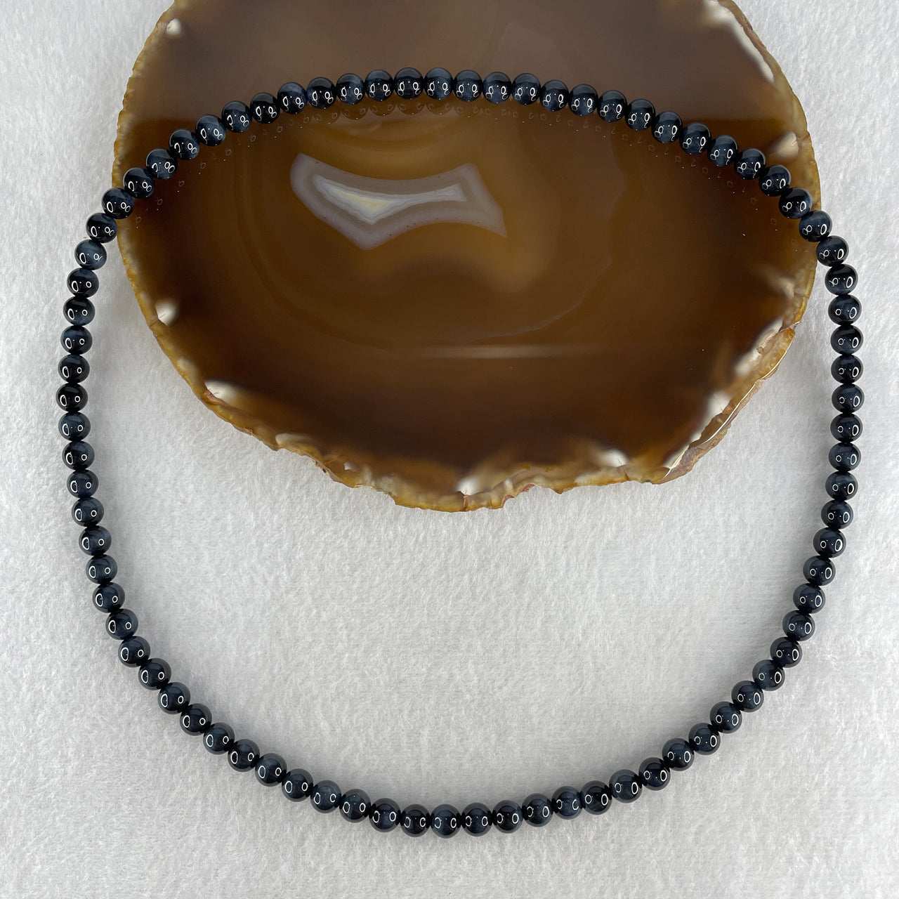 Certified Good Grade Natural Blue Tiger's Eye Quartz Beads Necklace 33.76g 52cm 6.7mm 82 Beads