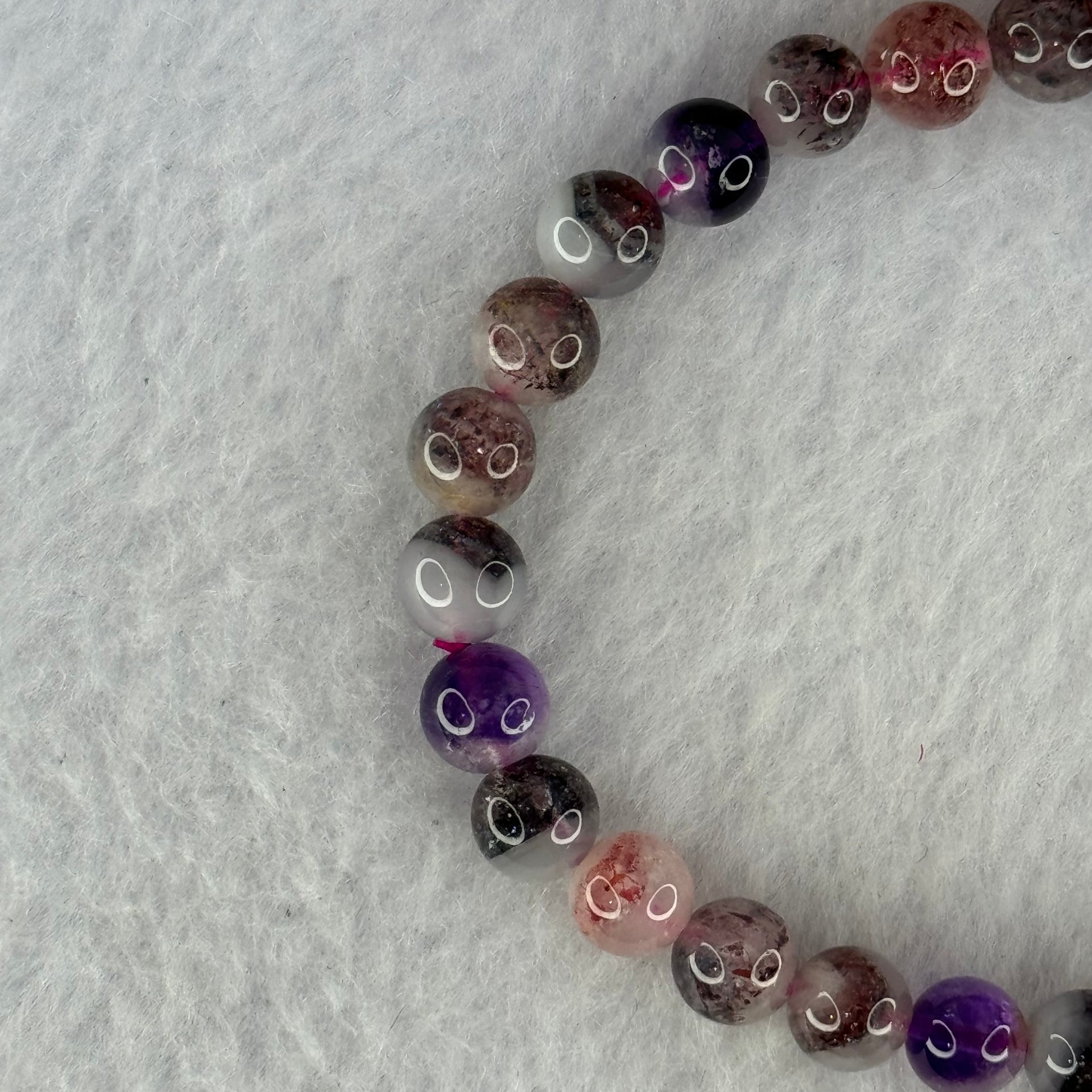 Natural Super 7 Beads Bracelet 11.54g 16cm 6.8mm 28 Beads - Huangs Jadeite and Jewelry Pte Ltd