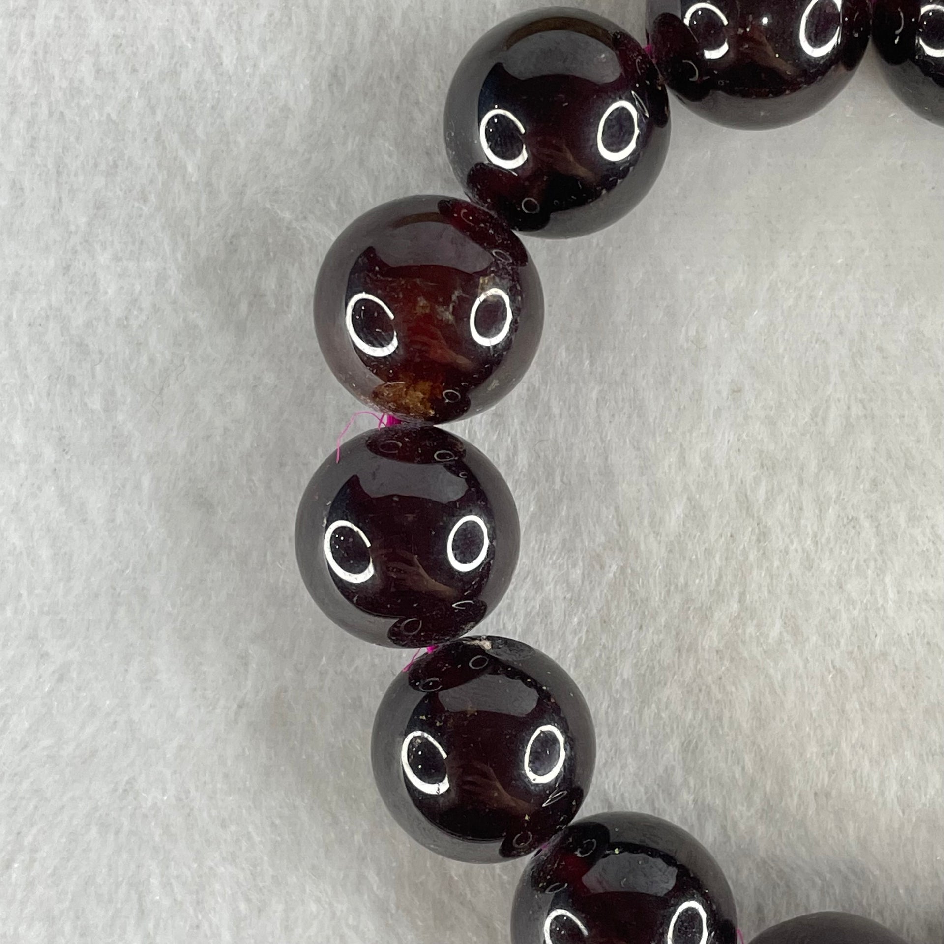 Natural Red Garnet Beads Bracelet 102.52g 17cm 15.8mm 14 Beads (1 Bead External Rough) - Huangs Jadeite and Jewelry Pte Ltd