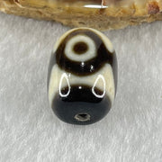 Natural Powerful Tibetan Old Oily Dark Brown With White Agate 3 Eyes Dzi Bead Heavenly Master (Tian Zhu) 三眼天诛 4.44g 17.5 by 12.5mm - Huangs Jadeite and Jewelry Pte Ltd