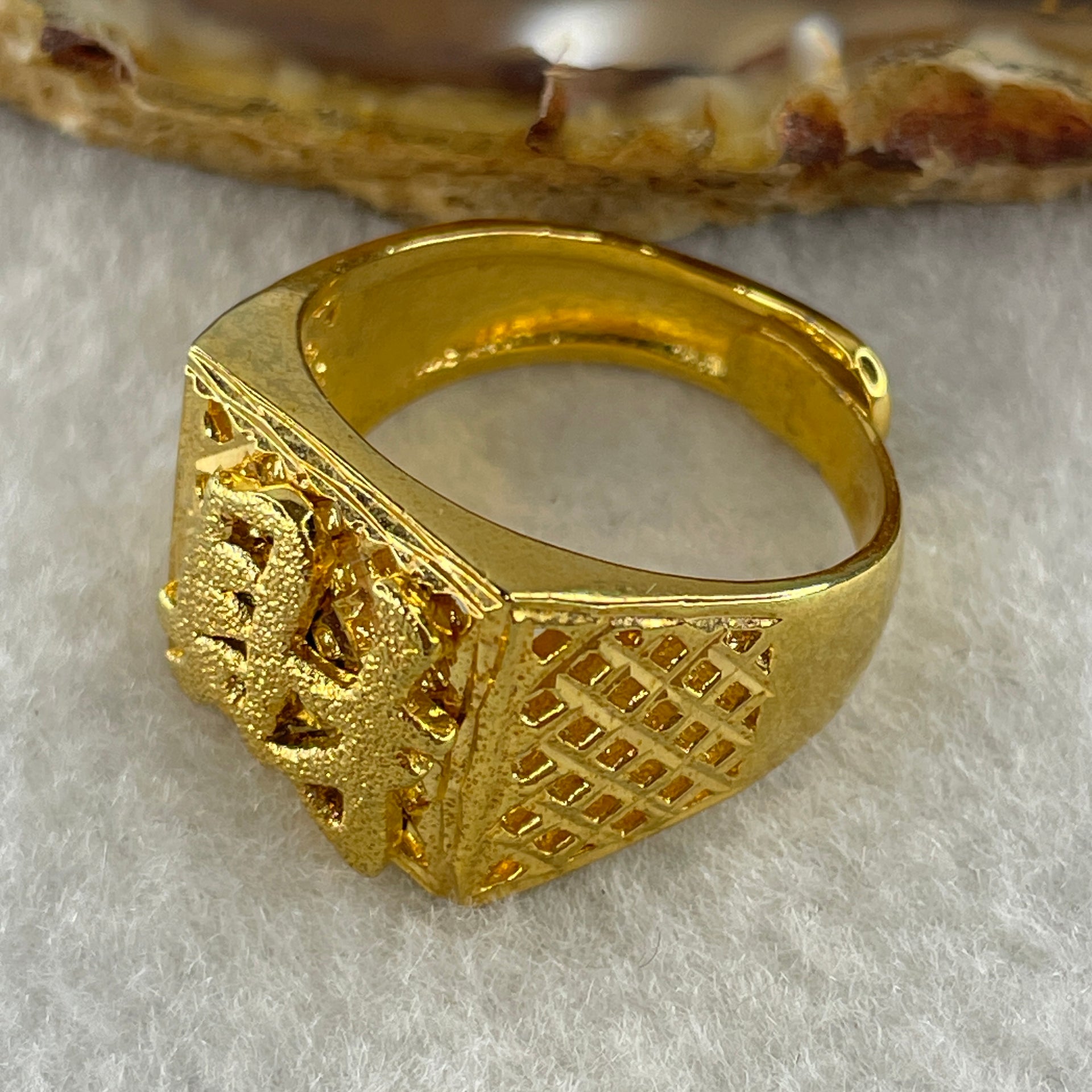 999 Gold Plated Ring (Adjustable Size) 7.26g 14.6 by 4.9mm - Huangs Jadeite and Jewelry Pte Ltd