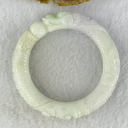Type A Faint Green Lavender Jadeite Carved Ruyi Bangle Internal Diameter 56.0mm 86.81g 18.0 by 9.5mm (Internal Lines) - Huangs Jadeite and Jewelry Pte Ltd