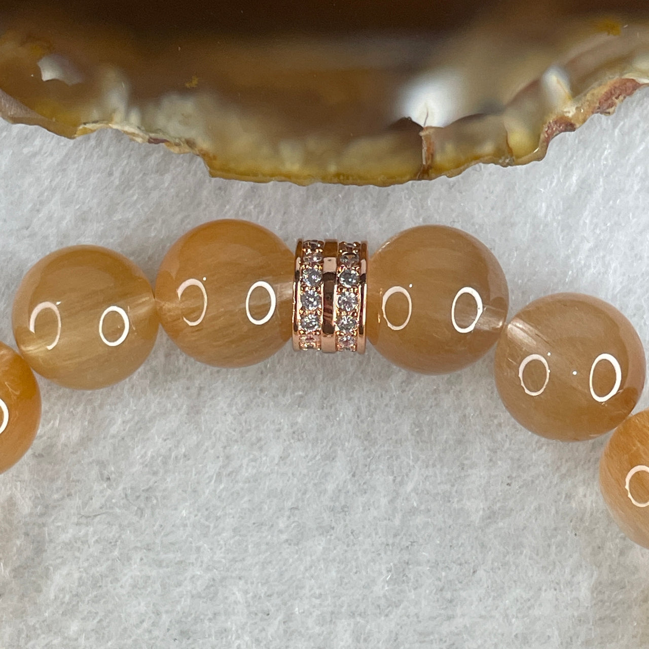 Certified Good Grade Natural Rabbit Hair Rutilated Quartz Beads Bracelet 31.59g 16cm 10.8mm 16Beads - Huangs Jadeite and Jewelry Pte Ltd
