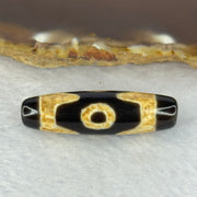 Natural Powerful Tibetan Old Oily Agate 3 Eyes Dzi Bead Heavenly Master (Tian Zhu) 三眼天诛 6.89g 38.6 by 11.0mm - Huangs Jadeite and Jewelry Pte Ltd